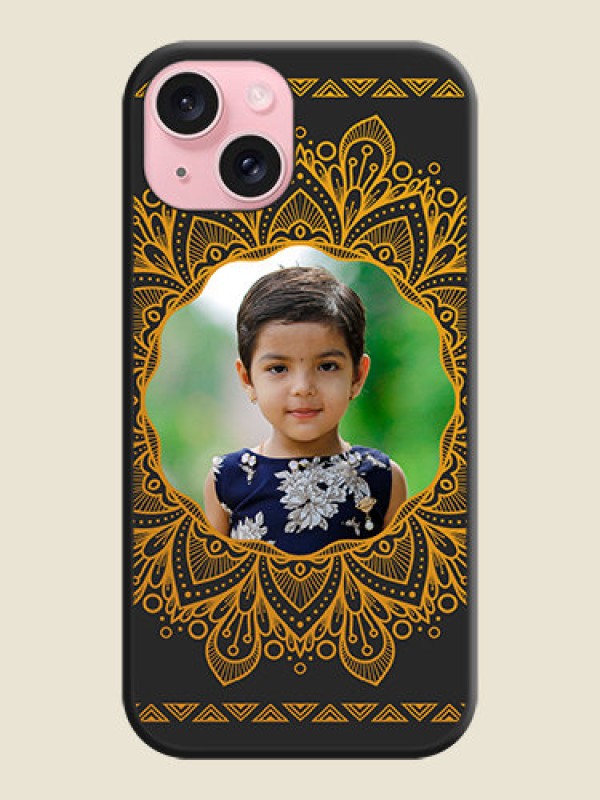 Custom Round Image with Floral Design - Photo on Space Black Soft Matte Mobile Cover - iPhone 15
