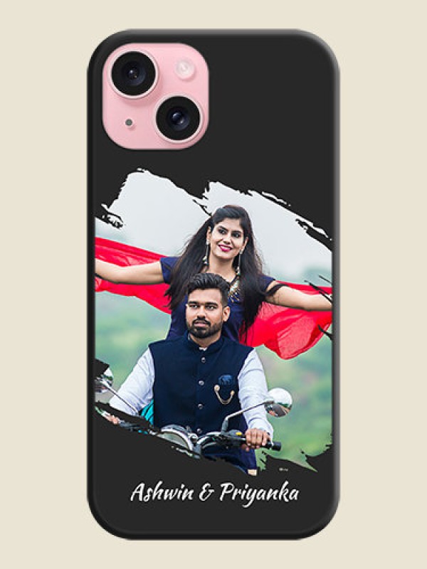 Custom Grunge Brush Strokes - Photo on Space Black Soft Matte Back Cover - iPhone 15