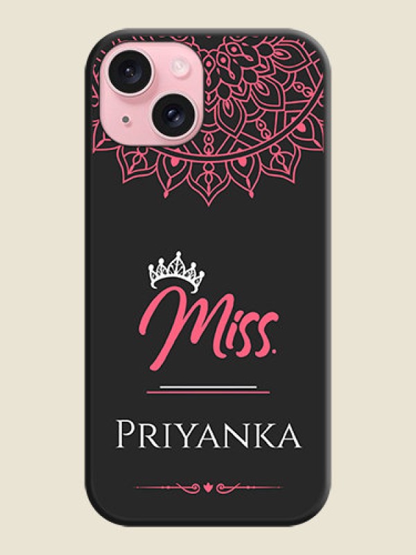 Custom Mrs Name with Floral Design on Space Black Personalized Soft Matte Phone Covers - iPhone 15