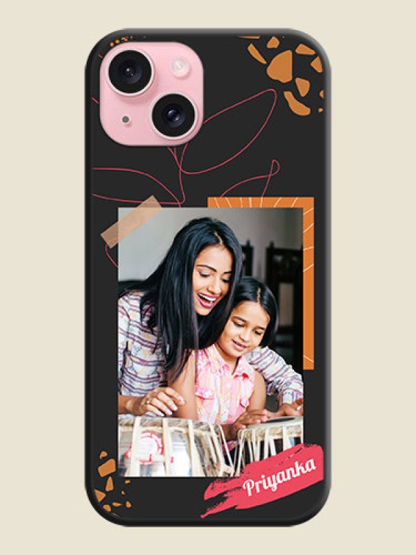 Custom Orange Photo Frame on Space Black Custom Soft Matte Phone Back Cover - iPhone 15