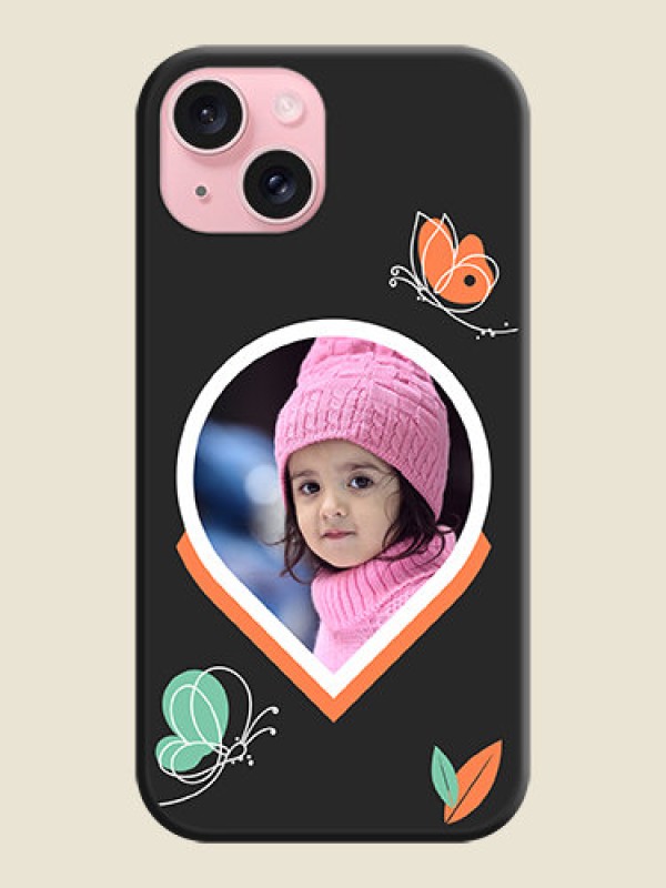 Custom Upload Pic With Simple Butterly Design On Space Black Personalized Soft Matte Phone Covers - iPhone 15
