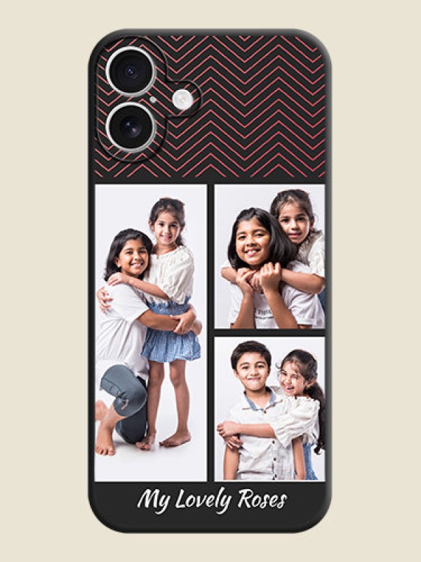 Custom Wave Pattern with 3 Image Holder On Space Black Custom Soft Matte Mobile Back Cover - iPhone 16 Plus