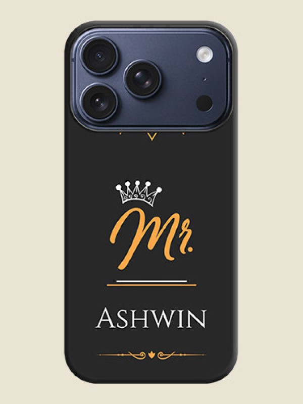 Custom Mr Name with Floral Design On Space Black Custom Soft Matte Mobile Back Cover - Apple iPhone 17 Pro