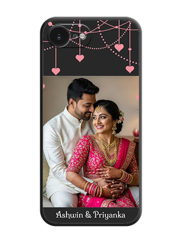 Custom Pink Love Hangings with Text On Space Black Custom Soft Matte Mobile Back Cover - Apple iPhone 17e