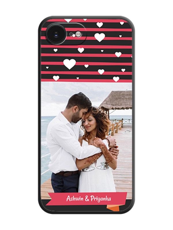 Custom White Color Love Symbols with Pink Lines Pattern On Space Black Custom Soft Matte Mobile Back Cover - Apple iPhone 17e
