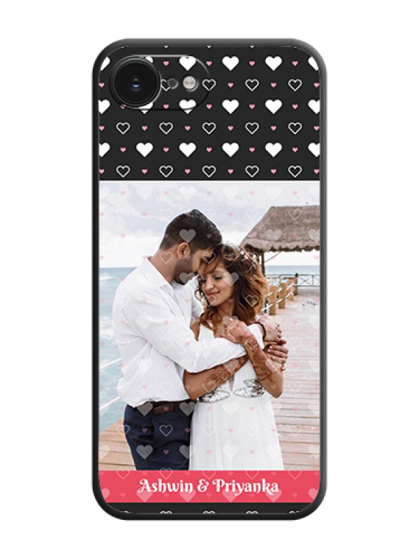 Custom White Color Love Symbols with Text Design on Photo On Space Black Custom Soft Matte Mobile Back Cover - Apple iPhone 17e