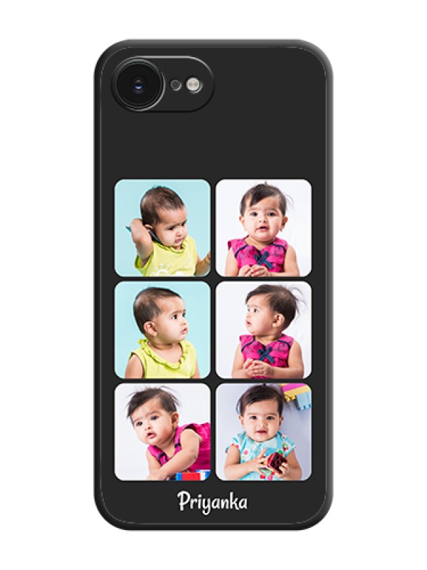 Custom Floral Art with 6 Image Holder on Photo On Space Black Custom Soft Matte Mobile Back Cover - Apple iPhone 17e