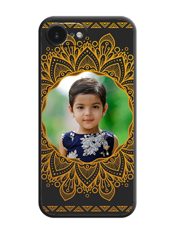 Custom Round Image with Floral Design On Space Black Custom Soft Matte Mobile Back Cover - Apple iPhone 17e