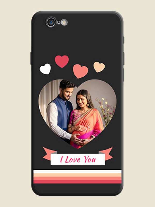 Custom Love Shaped Photo with Colorful Stripes on Personalised Space Black Soft Matte Cases - iPhone 6