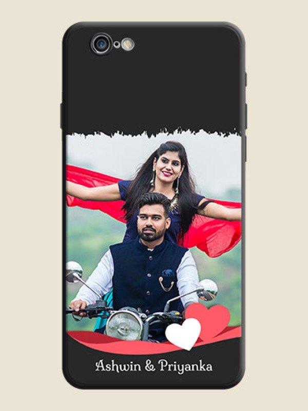 Custom Pink Color Love Shaped Ribbon Design with Text on Space Black Custom Soft Matte Phone Back Cover - iPhone 6