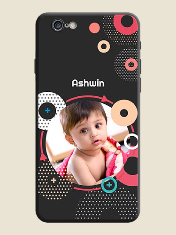 Custom Multicoloured Round Image on Personalised Space Black Soft Matte Cases - iPhone 6