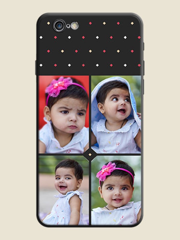 Custom Multicolor Dotted Pattern with 4 Image Holder on Space Black Custom Soft Matte Phone Cases - iPhone 6