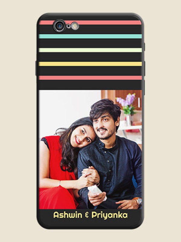 Custom Color Stripes with Photo and Text - Photo on Space Black Soft Matte Mobile Case - iPhone 6