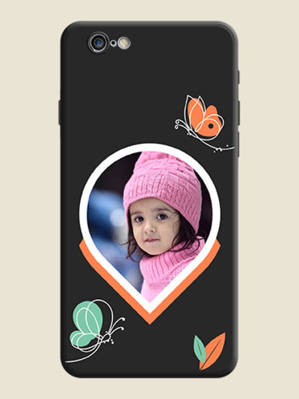 Custom Upload Pic With Simple Butterly Design On Space Black Personalized Soft Matte Phone Covers -Apple Iphone 6