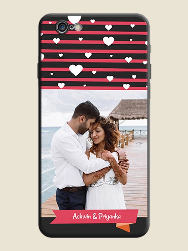 Custom White Color Love Symbols with Pink Lines Pattern on Space Black Custom Soft Matte Phone Cases - iPhone 6S