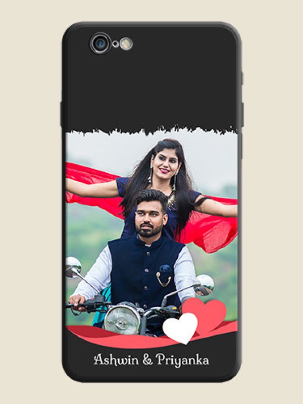 Custom Pink Color Love Shaped Ribbon Design with Text on Space Black Custom Soft Matte Phone Back Cover - iPhone 6S