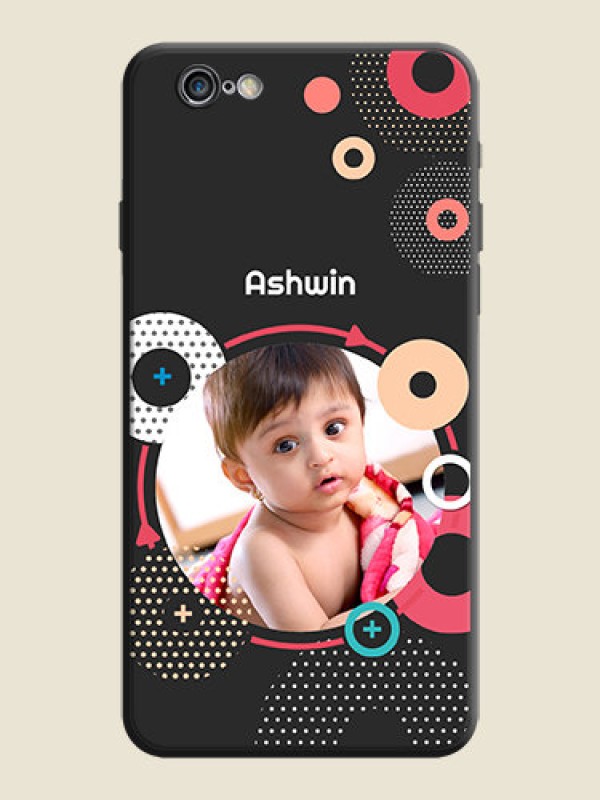 Custom Multicoloured Round Image on Personalised Space Black Soft Matte Cases - iPhone 6S