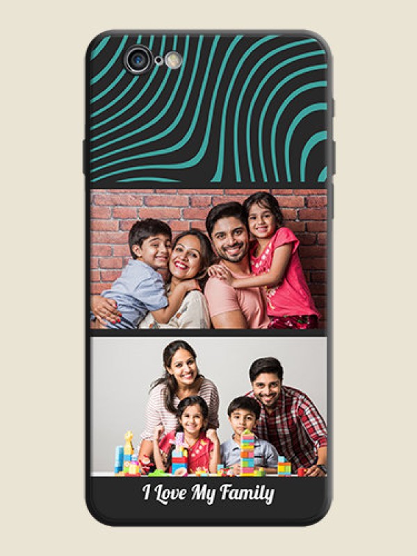 Custom Wave Pattern with 2 Image Holder on Space Black Personalized Soft Matte Phone Covers - iPhone 6S