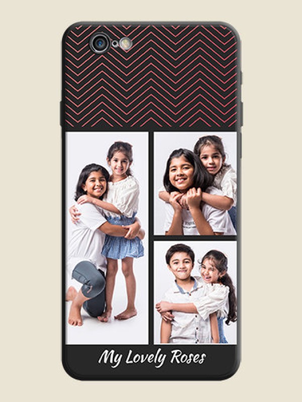 Custom Wave Pattern with 3 Image Holder on Space Black Custom Soft Matte Back Cover - iPhone 6S