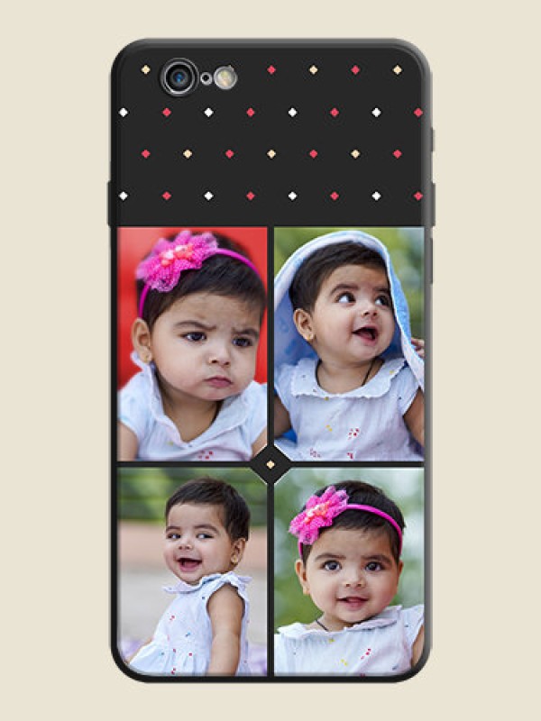 Custom Multicolor Dotted Pattern with 4 Image Holder on Space Black Custom Soft Matte Phone Cases - iPhone 6S