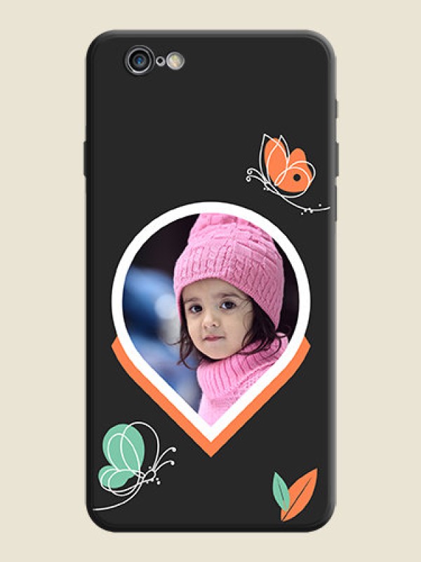 Custom Upload Pic With Simple Butterly Design On Space Black Personalized Soft Matte Phone Covers -Apple Iphone 6S