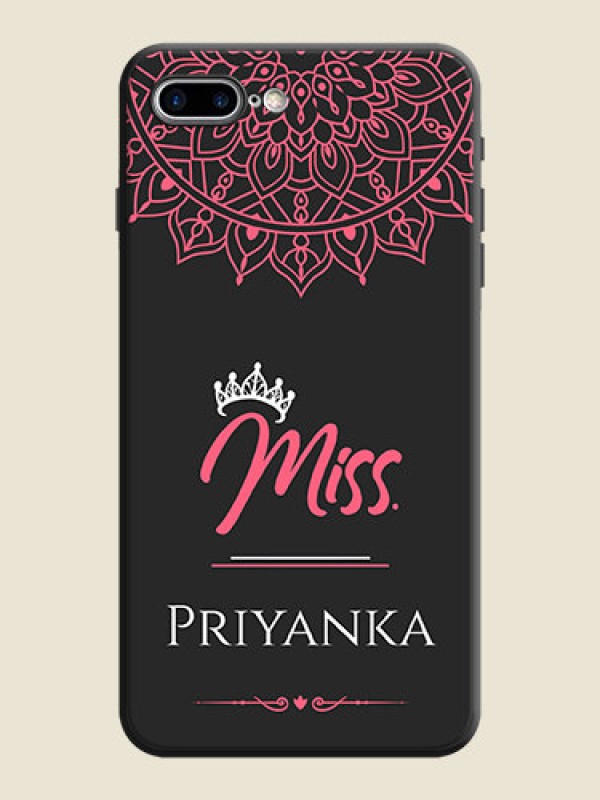 Custom Mrs Name with Floral Design on Space Black Personalized Soft Matte Phone Covers - iPhone 7 Plus