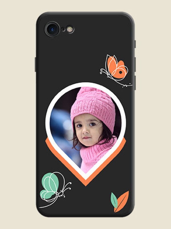 Custom Upload Pic With Simple Butterly Design On Space Black Personalized Soft Matte Phone Covers -Apple Iphone 7