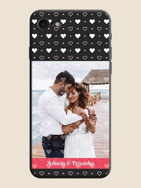 Custom White Color Love Symbols with Text Design - Photo on Space Black Soft Matte Phone Cover - iPhone 8
