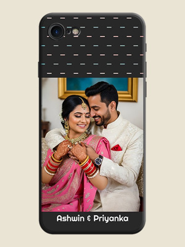 Custom Line Pattern Design with Text on Space Black Custom Soft Matte Phone Back Cover - iPhone 8