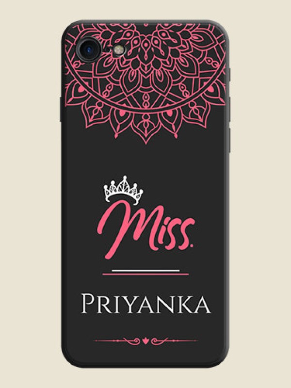 Custom Mrs Name with Floral Design on Space Black Personalized Soft Matte Phone Covers - iPhone 8