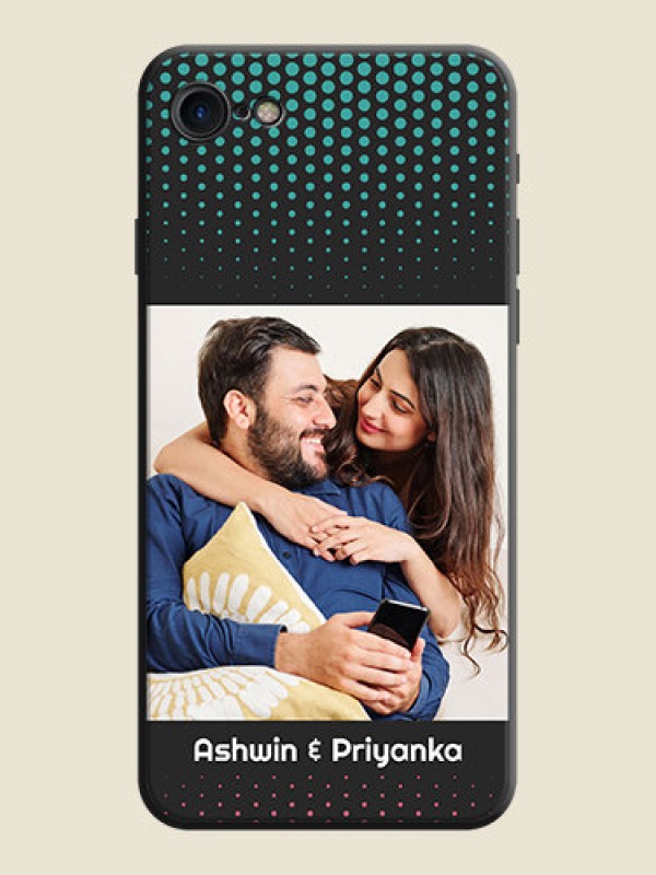 Custom Faded Dots with Grunge Photo Frame and Text on Space Black Custom Soft Matte Phone Cases - iPhone 8