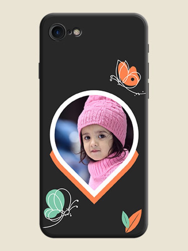 Custom Upload Pic With Simple Butterly Design On Space Black Personalized Soft Matte Phone Covers -Apple Iphone 8