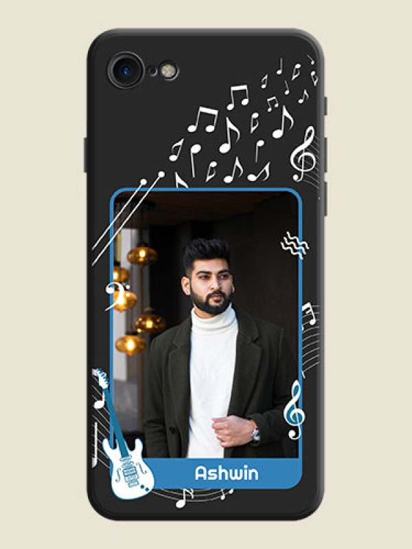 Custom Musical Theme Design with Text - Photo on Space Black Soft Matte Mobile Case - iPhone SE 2020