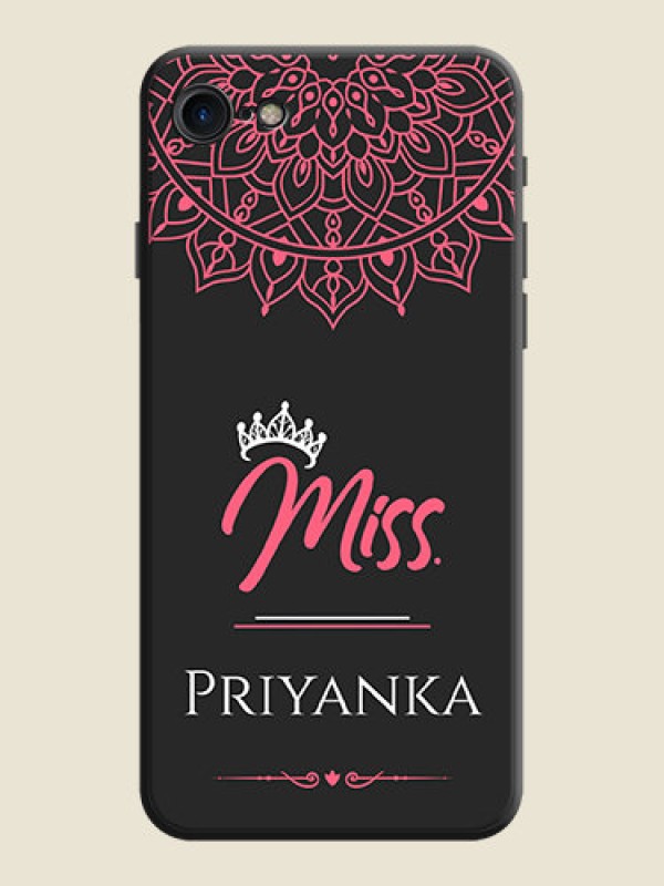 Custom Mrs Name with Floral Design on Space Black Personalized Soft Matte Phone Covers - iPhone SE 2020