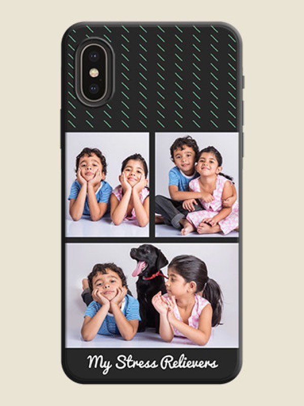 Custom Cross Dotted Pattern with 2 Image Holder  on Personalised Space Black Soft Matte Cases - iPhone X