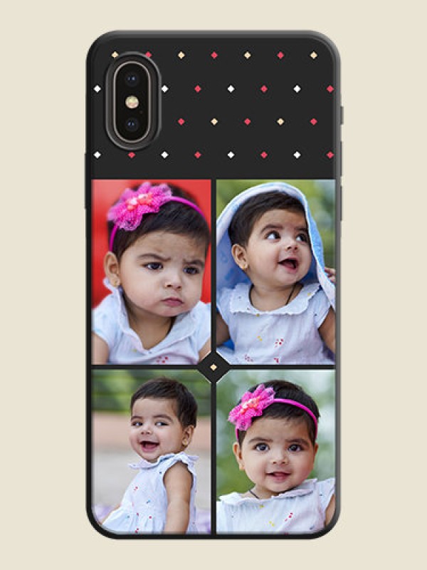 Custom Multicolor Dotted Pattern with 4 Image Holder on Space Black Custom Soft Matte Phone Cases - iPhone X