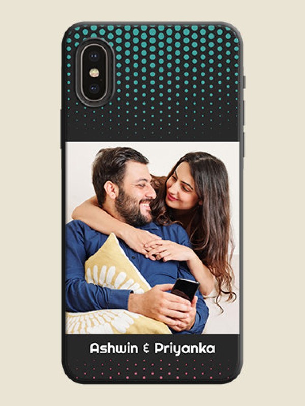 Custom Faded Dots with Grunge Photo Frame and Text on Space Black Custom Soft Matte Phone Cases - iPhone X