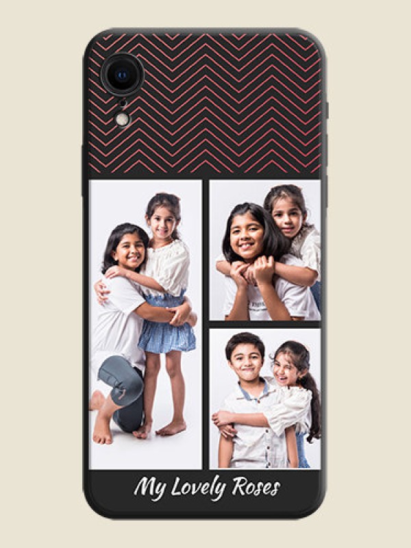 Custom Wave Pattern with 3 Image Holder on Space Black Custom Soft Matte Back Cover - iPhone XR