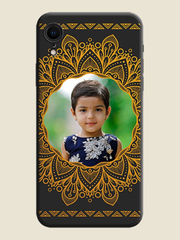 Custom Round Image with Floral Design - Photo on Space Black Soft Matte Mobile Cover - iPhone XR