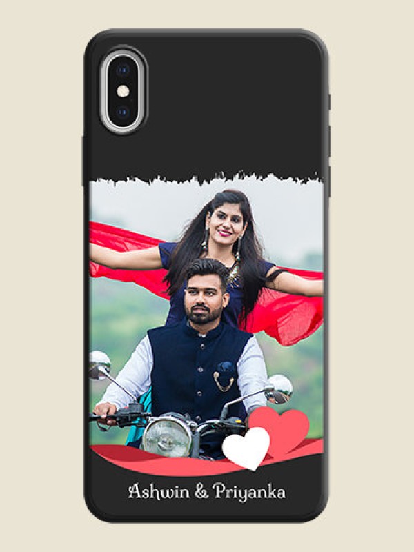 Custom Pink Color Love Shaped Ribbon Design with Text on Space Black Custom Soft Matte Phone Back Cover - iPhone XS Max