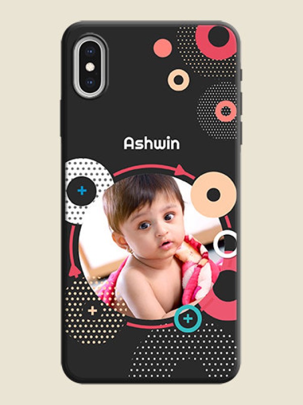 Custom Multicoloured Round Image on Personalised Space Black Soft Matte Cases - iPhone XS Max