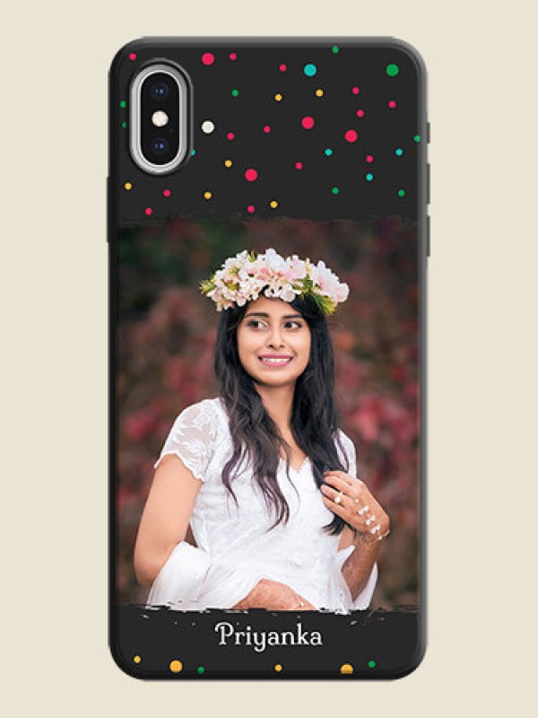Custom Multicolor Dotted Pattern with Text on Space Black Custom Soft Matte Phone Back Cover - iPhone XS Max