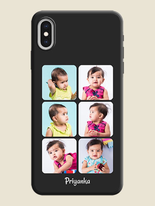 Custom Floral Art with 6 Image Holder - Photo on Space Black Soft Matte Mobile Case - iPhone XS Max