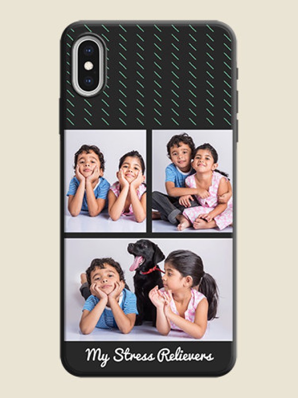Custom Cross Dotted Pattern with 2 Image Holder  on Personalised Space Black Soft Matte Cases - iPhone XS Max