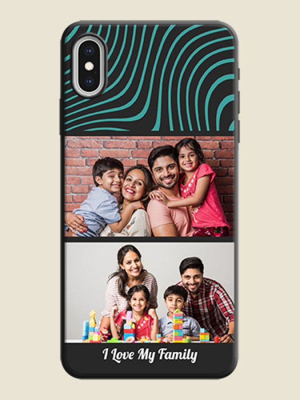 Custom Wave Pattern with 2 Image Holder on Space Black Personalized Soft Matte Phone Covers - iPhone XS Max