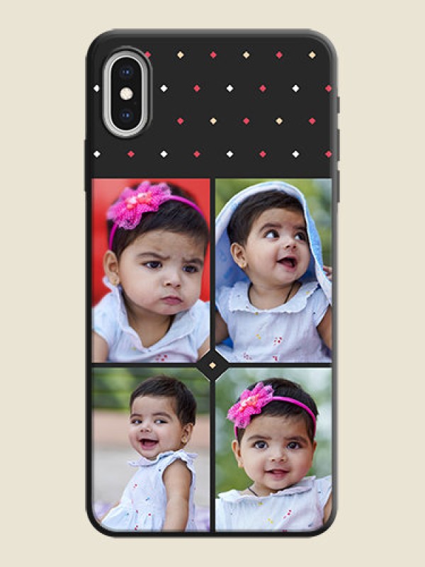 Custom Multicolor Dotted Pattern with 4 Image Holder on Space Black Custom Soft Matte Phone Cases - iPhone XS Max