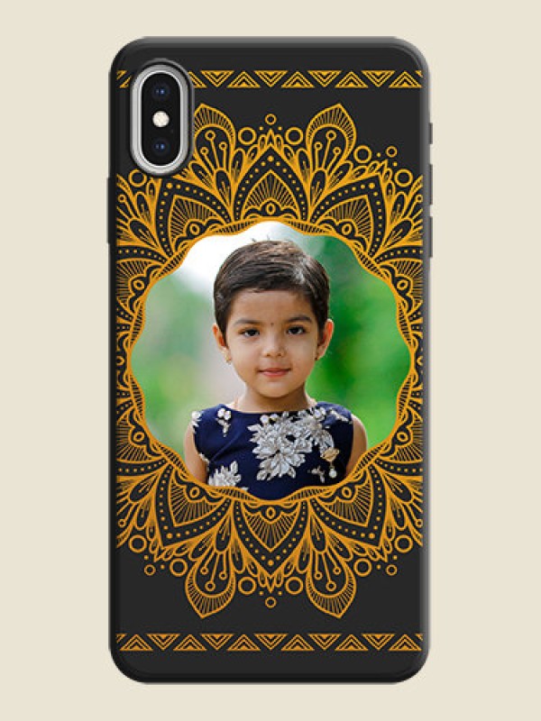 Custom Round Image with Floral Design - Photo on Space Black Soft Matte Mobile Cover - iPhone XS Max