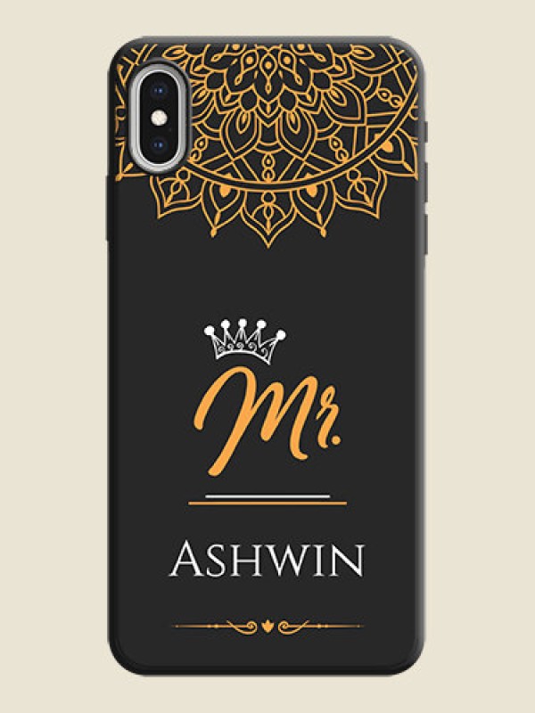 Custom Mr Name with Floral Design  on Personalised Space Black Soft Matte Cases - iPhone XS Max