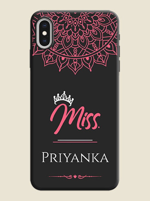 Custom Mrs Name with Floral Design on Space Black Personalized Soft Matte Phone Covers - iPhone XS Max