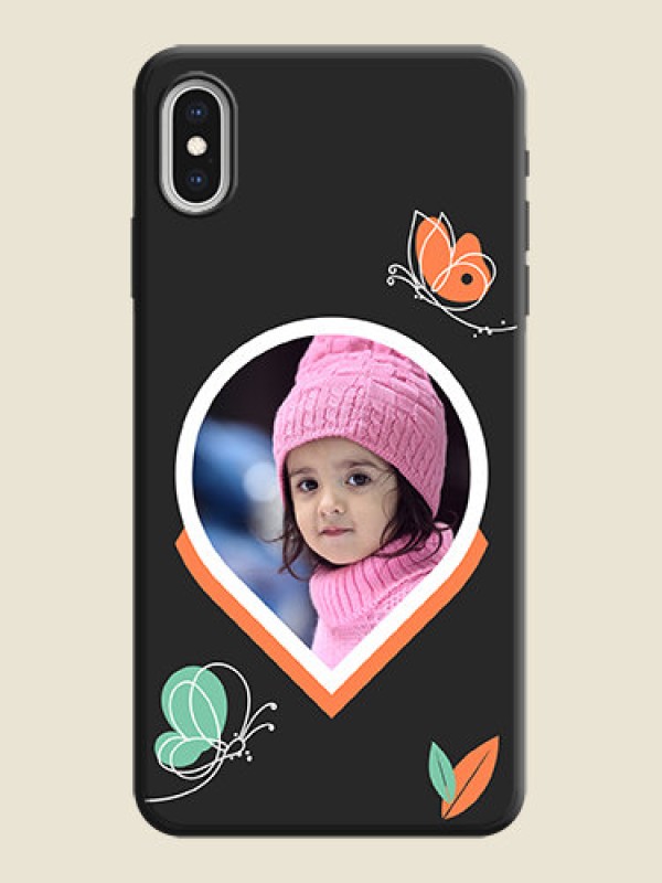 Custom Upload Pic With Simple Butterly Design On Space Black Personalized Soft Matte Phone Covers -Apple Iphone Xs Max